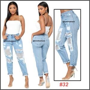 Fashion Nova Best Of You Boyfriend Jeans - Medium Blue Wash SZ 9 $55